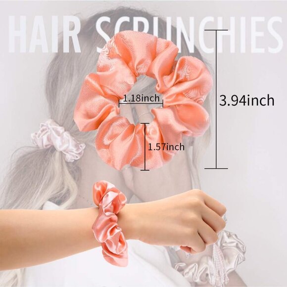50 Satin Hair Scrunchies in Multiple Colors - Silk Accessories for Curly Hair, T - Picture 2 of 7